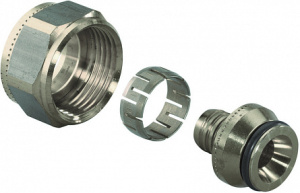 Адаптер зажимной FLEX-X никелированный для трубы PE-X 16*1,8/2,0-3/4"ВР EU, '10Ф, латунь, Uponor 