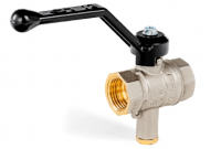 Кран шаровой LD Pride 1/2", ВР, под датчик, черн. рычаг, никель