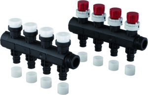 Коллектор с клапанами Vario plus пластиковый, выходы 1x20*2,0 Q&E '1А, Uponor