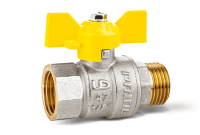 Кран шаровой LD Pride 1", ВР-НР, желт. бабочка, для газа никель