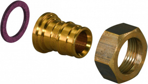 Штуцер Q&E с накидной гайкой 20-G3/4" '50Ф, DR-латунь, Uponor