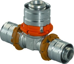 Тройник S-PRESS 20-25-20 '10В, латунь, Uponor