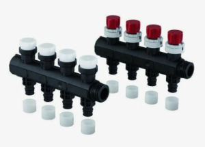 Коллектор с клапанами Vario plus пластиковый, выходы 6x20*2,0 Q&E '1С, Uponor