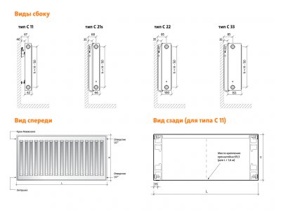 Радиатор стальной панельный EVRA Compact 21-300-1000, подкл боковое, RAL 9016 глянцевый