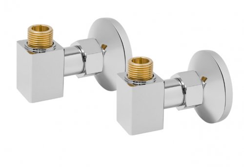 Уголок квадратный с накидной гайкой 1/2"х3/4", полированный, в комплекте 2 шт Grota