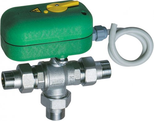 Кран шаровой 3-х ход., с сервоприводом, 1", НР-НР, зонный, 220 В, с ручной деблокировкой FAR