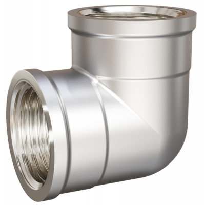 Угол Pride 90 гр, DN40, 1 1/2", ВР-ВР, латунь, никель, LD
