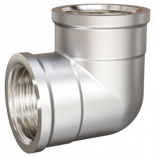 Угол Pride 90 гр, DN40, 1 1/2", ВР-ВР, латунь, никель, LD