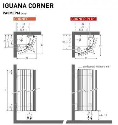 Дизайн-радиатор Jaga Iguana Circo Corner H125 L27 CORW1.125027.304/MM (Арт.:CORW1.125027.304/MM)