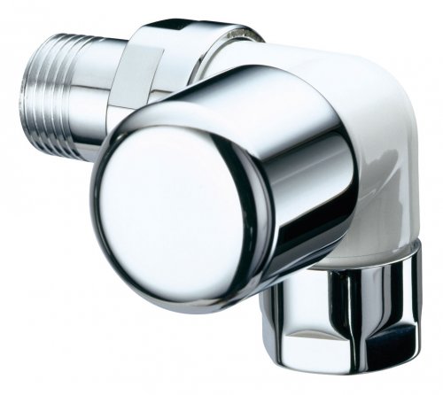 Вентиль термостатический трехосевой, правосторонний TopFAR, 1/2", гайка М24х19, цвет серебро/белая эмаль FAR