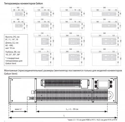 Конвектор внутрипольный Gekon Эко 19х320х38 /R/ алюминий