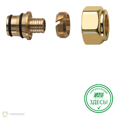 Концовка FAR для труб РЕХ 13X17, гайка М24х19 (золото)