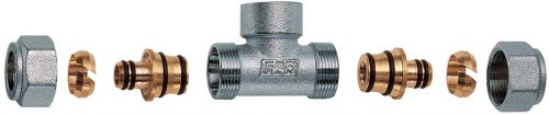 Тройник 1/2", ВР, с 2 концовками для м/п труб 16х2 FAR
