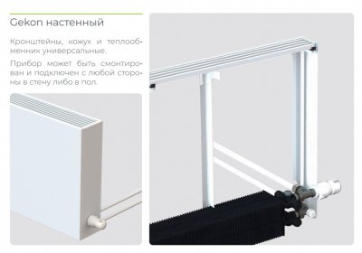 Конвектор настенный Gekon 50х120х18 RAL9016