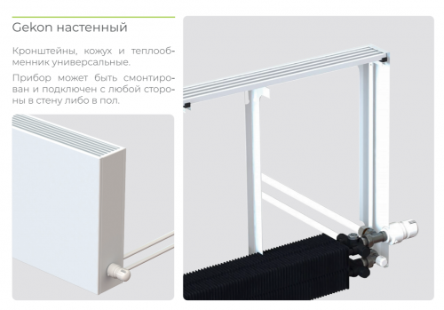 Конвектор настенный Gekon 50х190х23 RAL9016