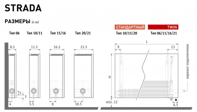 Конвектор настенный Jaga Strada H50 L080 T15, цвет 001