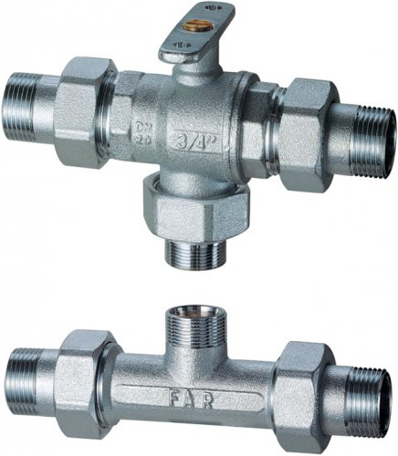 Кран шаровой 3-х ход., зонный байпас. 3/4" М24х19
