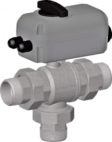 Кран шаровой 3-х ход., моторизованный, 2", НР-НР-НР, зонный, 220 В, 80 сек FAR