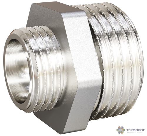 Ниппель переходной DN15х10 (1/2"НР х 3/8"НР) латунь никель