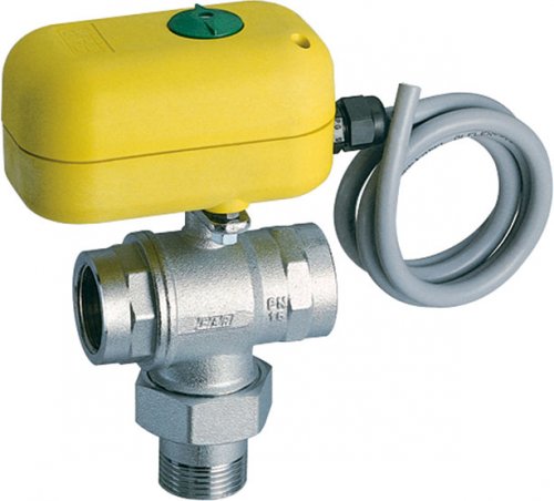 Кран шаровой 3-х ход., с сервоприводом, 3/4", НР-ВР, зонный, 220 В FAR