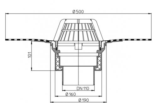 Кровельная воронка HL 62H/1, DN110