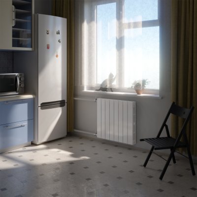 Радиатор биметалл Rifar SUPReMO 800 4 секции, подкл боковое, RAL 9016 глянцевый